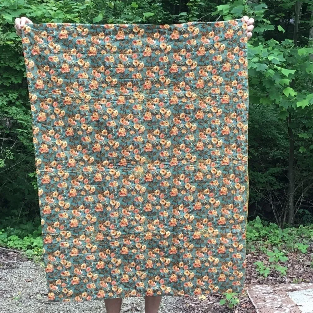 NWT. Hand Crafted Yellow Flower Quilt